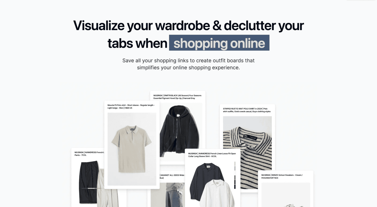 Curate shopping interface